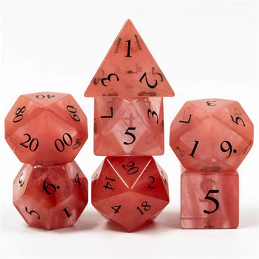 Foam Brain Engraved RPG Dice Set - Red Watermelon Glass