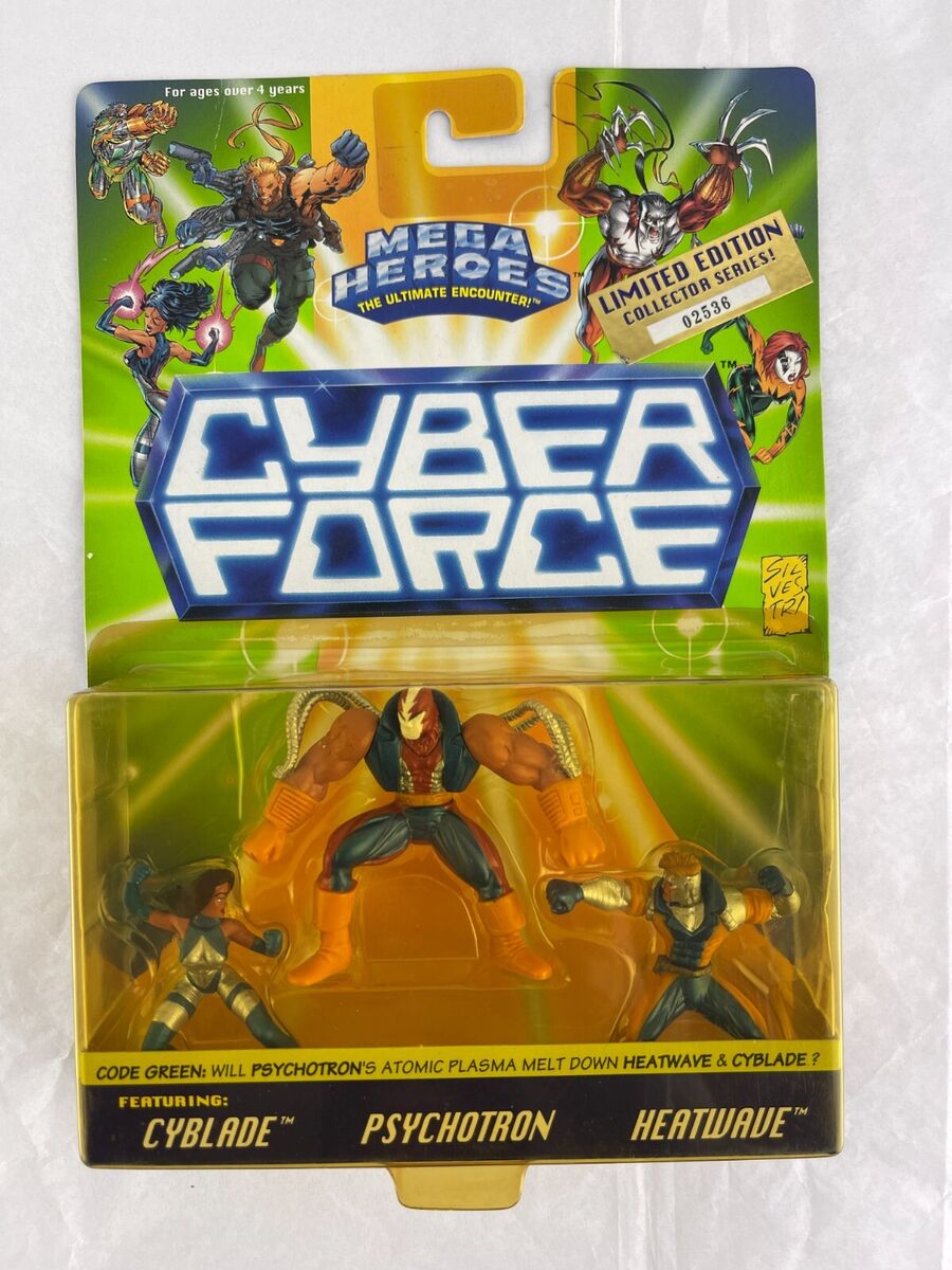 1995 Mattel Mega Heroes Cyber Force Cyblade Psychotron Heatwave Action Figure