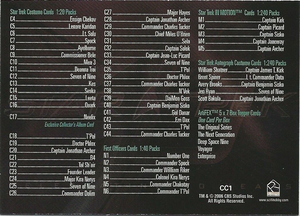 Star Trek 40th Anniversary CC1 Checklist Card