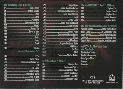 Star Trek 40th Anniversary CC1 Checklist Card