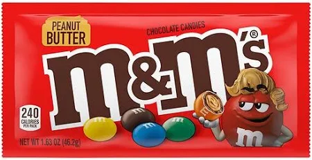 M&M's Peanut Butter Milk Chocolate Candy, Full Size - 1.63 oz Bag