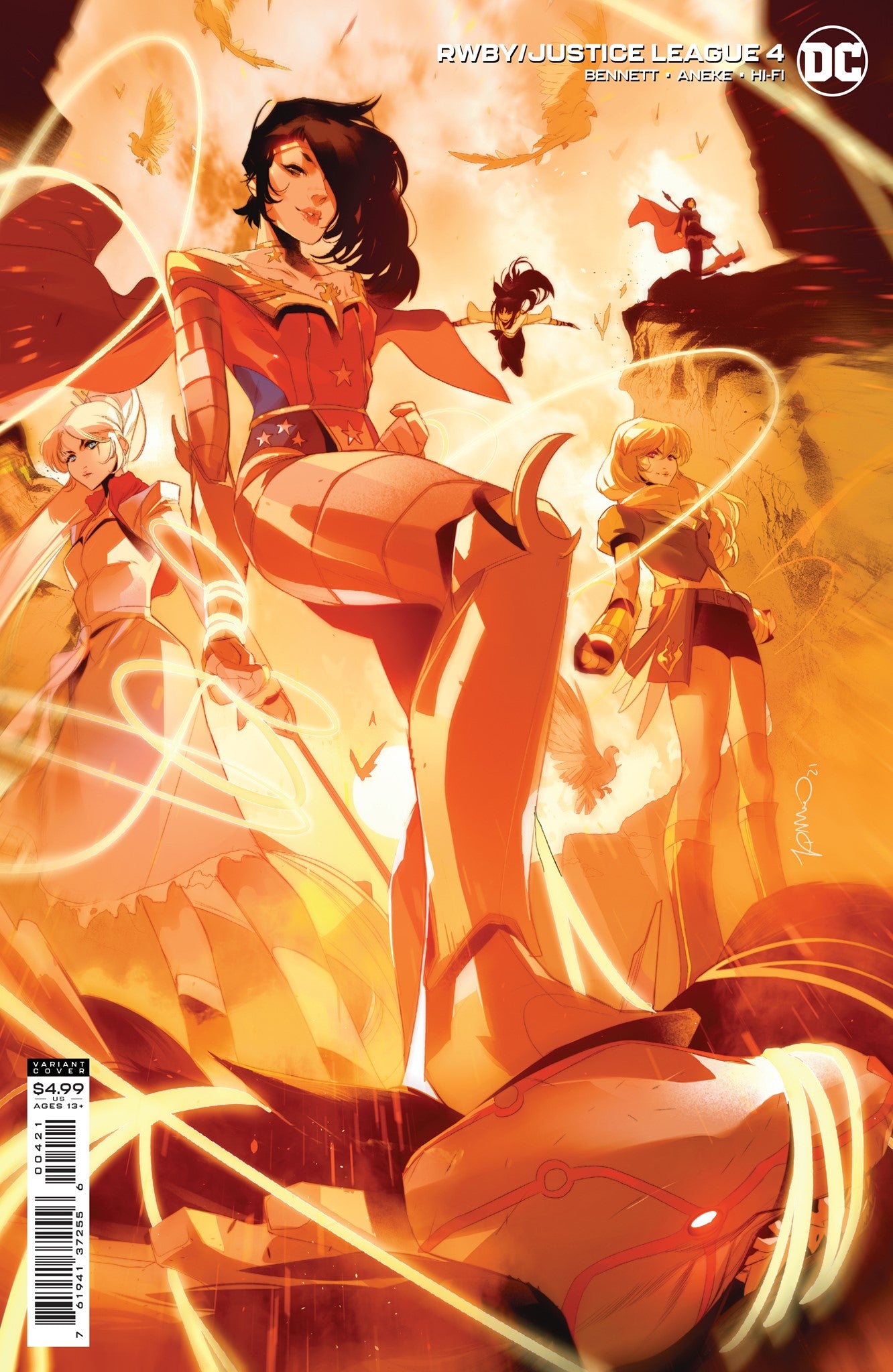 RWBY JUSTICE LEAGUE #4 (OF 7) CVR B SIMONE DI MEO CARD STOCK VAR