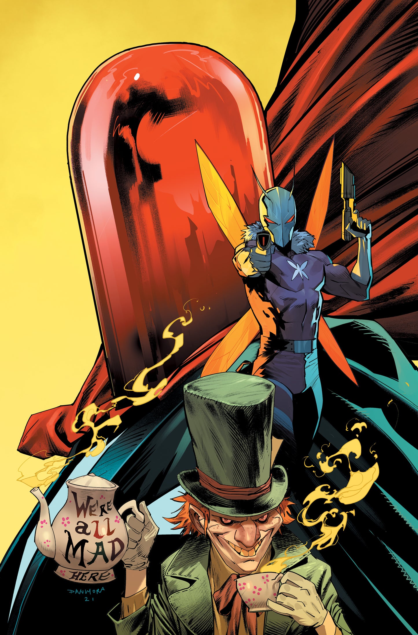 GOTHAM CITY VILLAINS ANNIVERSARY GIANT #1 (ONE SHOT) CVR F DAN MORA HATTER MOTH RED HOOD CARD STOCK 