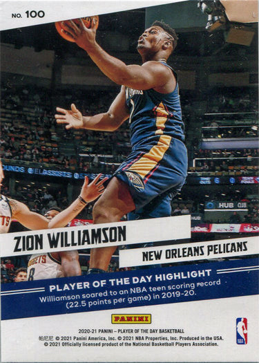 Panini Player of the Day 2020-21 Base Card 100 Zion Williamson