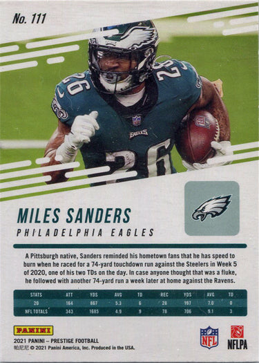 Panini Prestige Football 2021 Xtra Points Diamond Parallel Card 111 M. Sanders