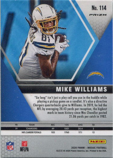 Panini Mosaic Football 2020 Rainbow Prizm Parallel Card 114 Mike Williams