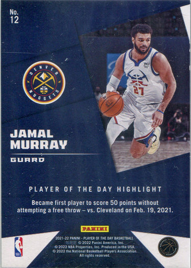 Panini Player of the Day 2021-22 Lava Parallel Base Card 12 Jamal Murray 158/199