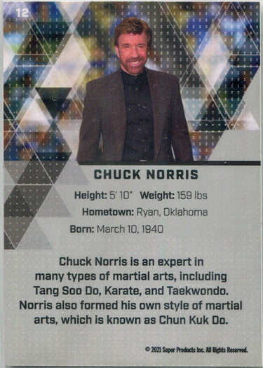 Super Products 2021 Super Glow Multi-Sport Base Card 12 Chuck Norris