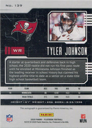 Panini Playbook Football 2020 Rookie Autograph Base Card 139 Tyler Johnson