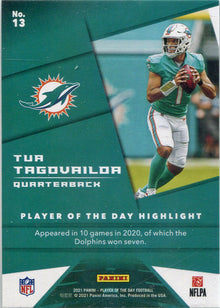 Panini Player Of The Day Football 2021 Silver Parallel Card 13 Tua Tagovailoa