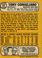 Topps Baseball 1968 Base Card 140 Tony Conigliaro