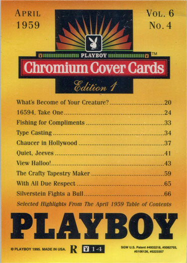 Playboy Chromium Cover Base Card 14 April 1959