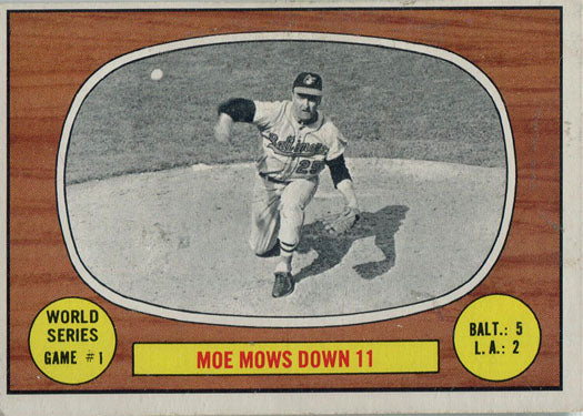 Topps Baseball 1967 Base Card 151 World Series Game 1:  Moe Mows Down 11