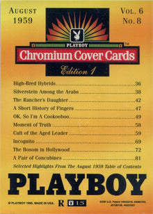 Playboy Chromium Cover Base Card 15 August 1959