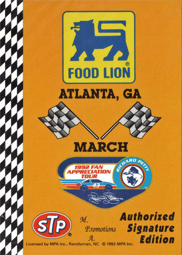 Food Lion 1992 Fan Appreciation Tour Richard Petty 16 Atlanta