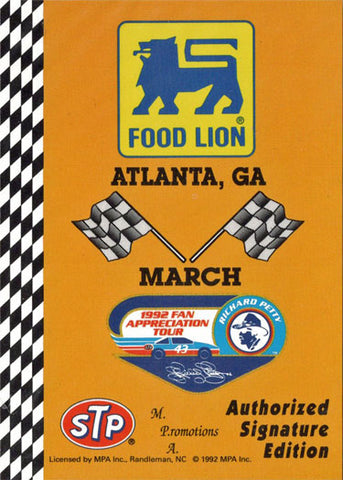 Food Lion 1992 Fan Appreciation Tour Richard Petty 16 Atlanta