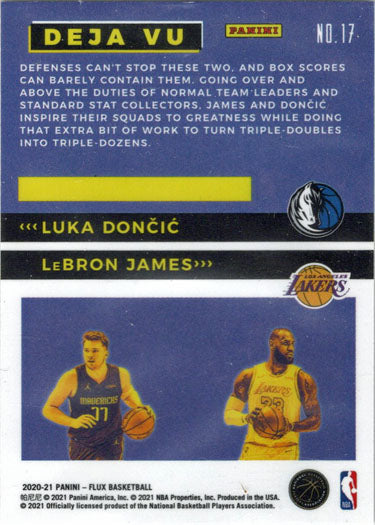 Panini Flux Basketball 2020-21 Deja Vu Insert Card 17 Luka Doncic/LeBron James