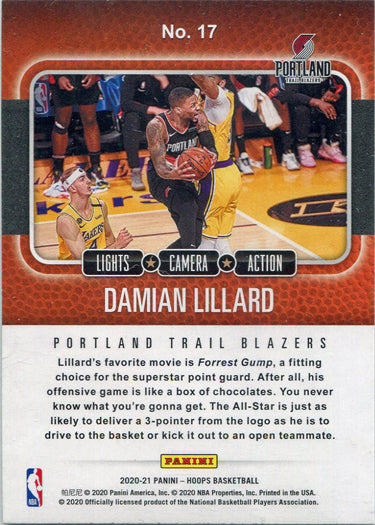 Panini Hoops Basketball 2020-21 Lights Camera Action Gold Foil Card 17 D Lillard