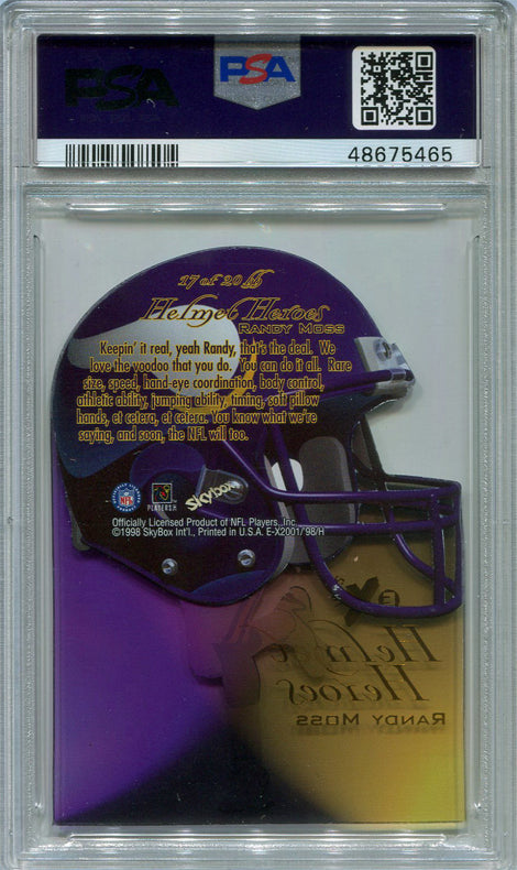 Skybox EX 2001 Football 1998 Helmet Heroes Graded Card HH17 Randy Moss PSA 9