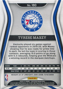 Panini Certified Basketball 2020-21 Base Card 180 Tyrese Maxey