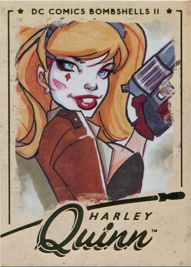 DC Bombshells 2 II Gold Deco Foil Base Variant Card 18 Harley Quinn