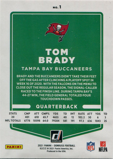 Panini Donruss Football 2021 Base Card 1 Tom Brady