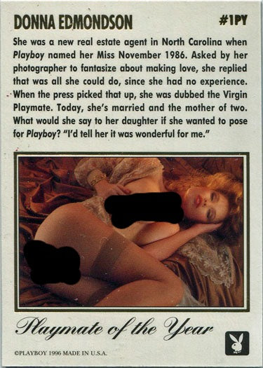 Playboy 1996 August Edition Playmate of the Year Chase Card 1PY Donna Edmondson