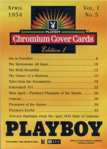Playboy Chromium Cover Base Card 1 April 1954