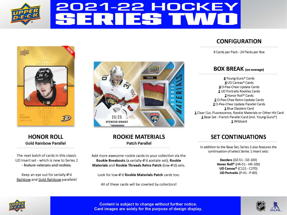 2021-22 Upper Deck Series 2 Hockey Sealed Hobby Box