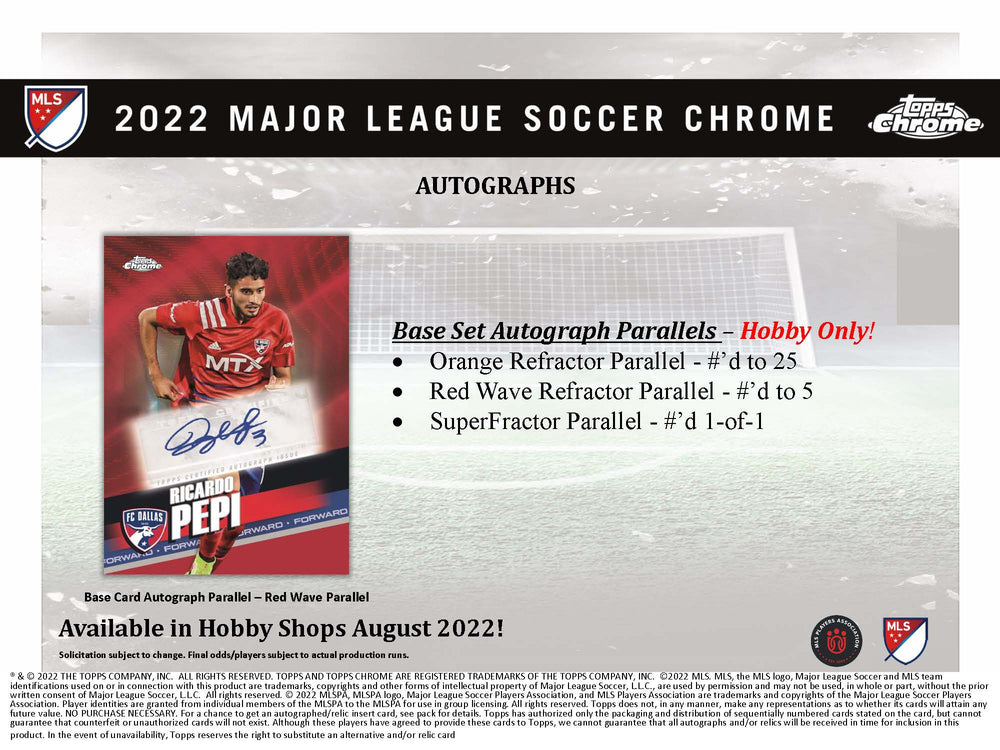 2022 Topps Chrome MLS Major League Soccer Hobby Box