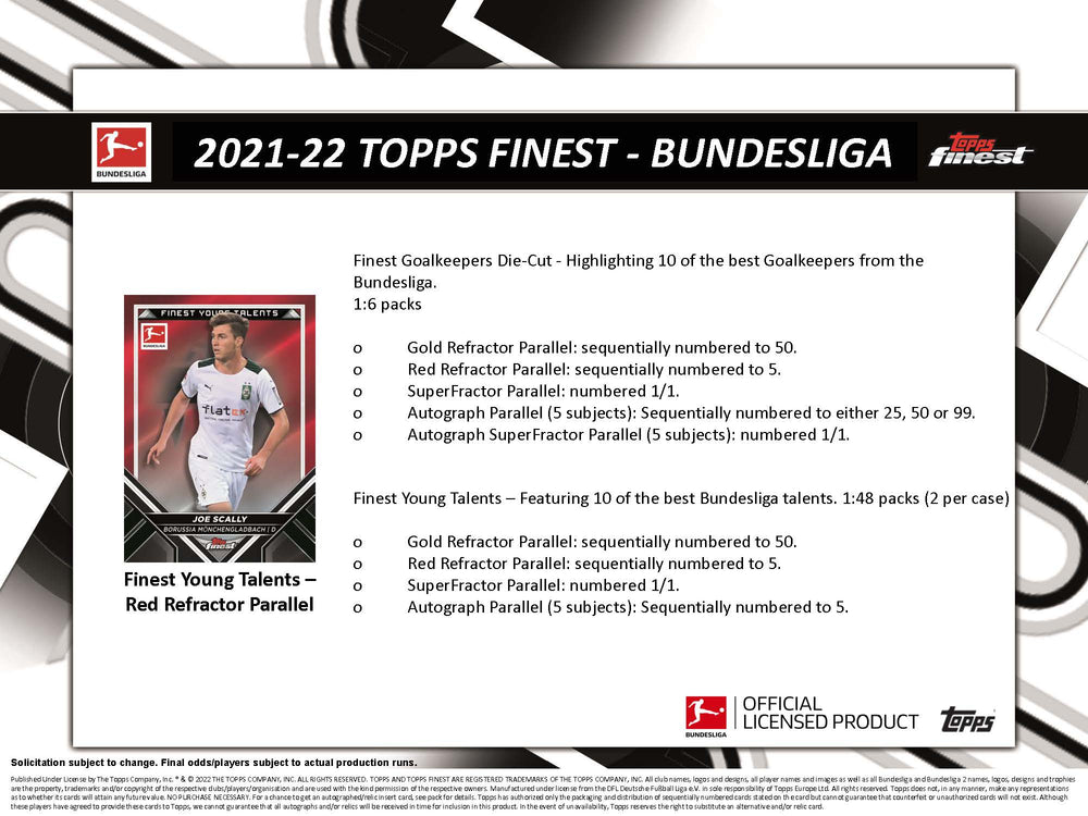 2021-22 Topps Finest Bundesliga Soccer Case of 8 Hobby Master Box