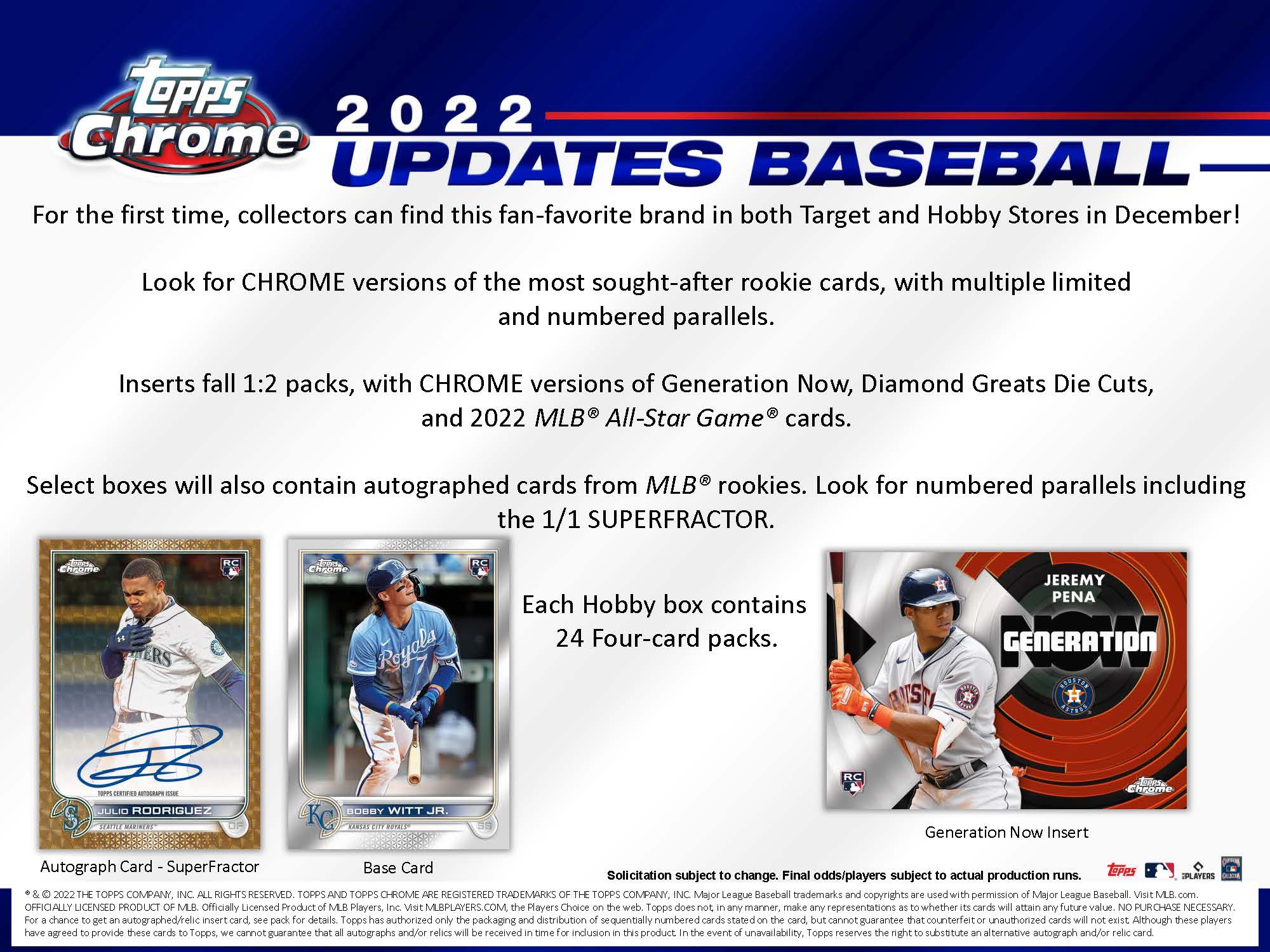 2022 Topps Chrome Update Baseball Case of 12 Hobby Boxes