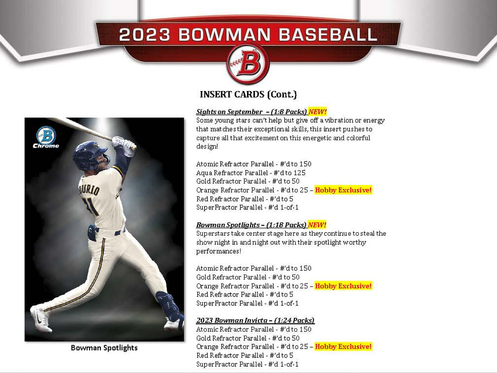 2023 Topps Bowman Baseball Hobby Box