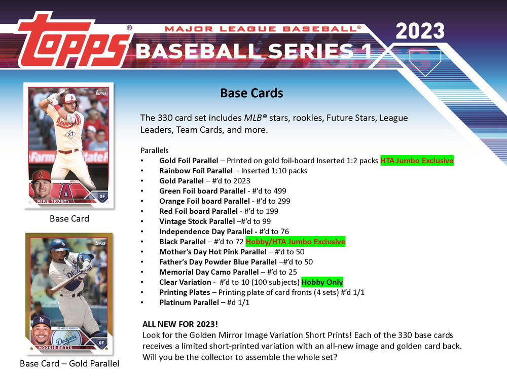 2023 Topps Baseball Series 1 Hobby Card Box