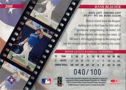 Donruss Studio Baseball 2002 Studio Proof Parallel Card 208 Hank Blalock 040/100