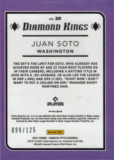 Panini Donruss Optic Baseball 2021 Diamond Kings Orange Card 20 Juan Soto 099/125