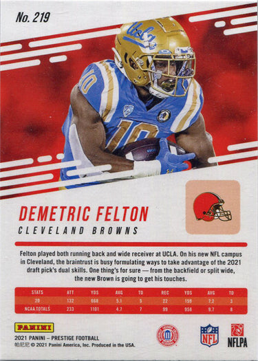 Panini Prestige Football 2021 Xtra Points Diamond Parallel Card 219 D. Felton