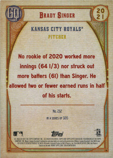 Topps Gypsy Queen Baseball 2021 Chrome Boxtopper Card 232 Brady Singer