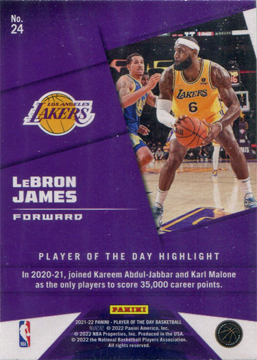 Panini Player of the Day 2021-22 Base Card 24 LeBron James