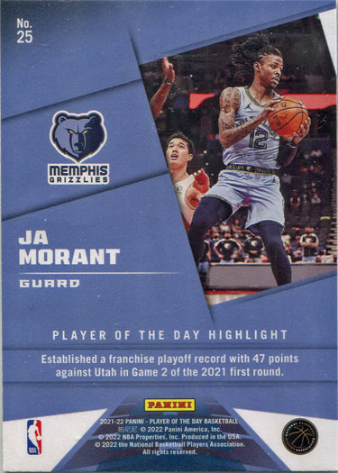 Panini Player of the Day 2021-22 Rainbow Parallel Base Card 25 Ja Morant