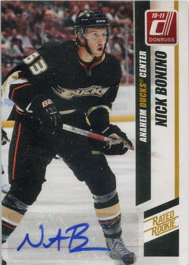 Donruss Hockey 2010-11 Rated Rookie Autograph Card 260 Nick Bonino 054/100