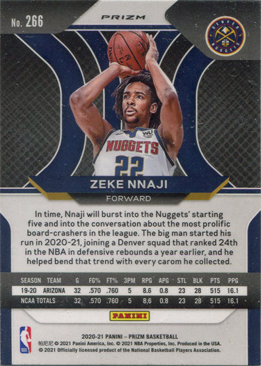 Panini Prizm Basketball 2020-21 Green Parallel Base Card 266 Zeke Nnaji