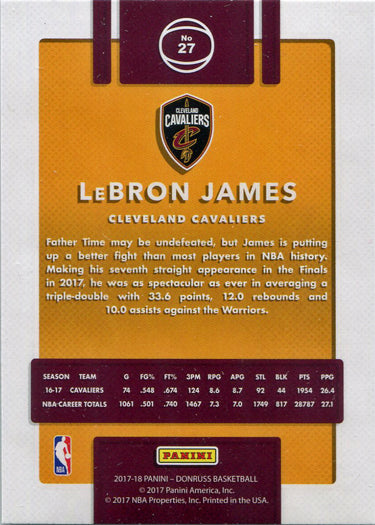 Panini Donruss Basketball 2017-18 Base Card 27 LeBron James