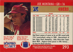 NFL Pro Set Football 1990 Base Card 293 Joe Montana