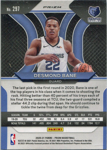 Panini Prizm Basketball 2020-21 Red White Blue Parallel Card 297 Desmond Bane
