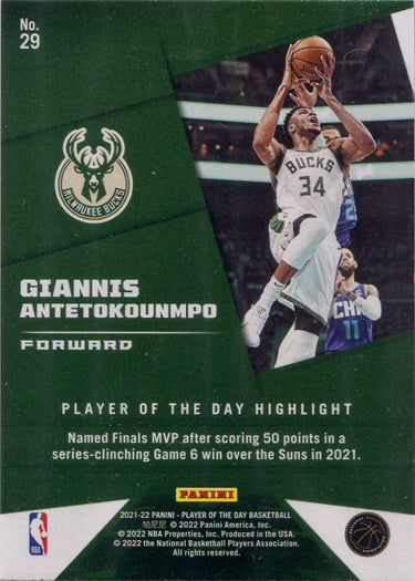 Panini Player of the Day 2021-22 Rainbow Parallel Base Card 29 G. Antetokounmpo