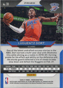 Panini Prizm Basketball 2020-21 Red White Blue Parallel Card 31 Luguentz Dort