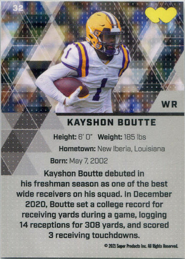 Super Products 2021 Super Glow Multi-Sport Base Card 32 Kayshon Boutte