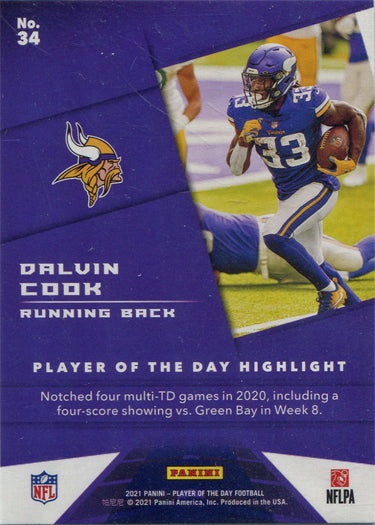 Panini Player Of The Day Football 2021 Base Card 34 Dalvin Cook