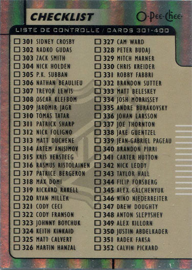 O-Pee-Chee Hockey 2017-18 Rainbow Parallel Base Card 400 Checklist
